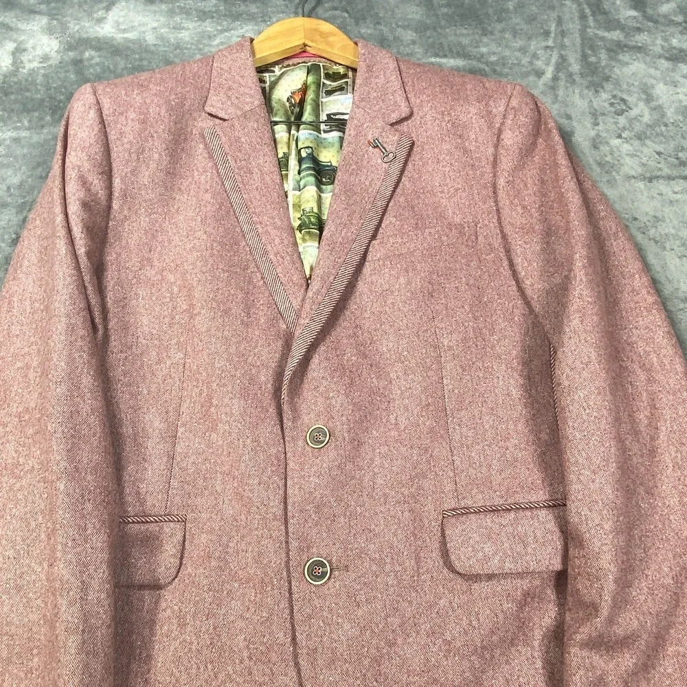 Ted Baker London Blazer Suit Jacket Mens 5 Burgundy 42R Textured Wool Blend
